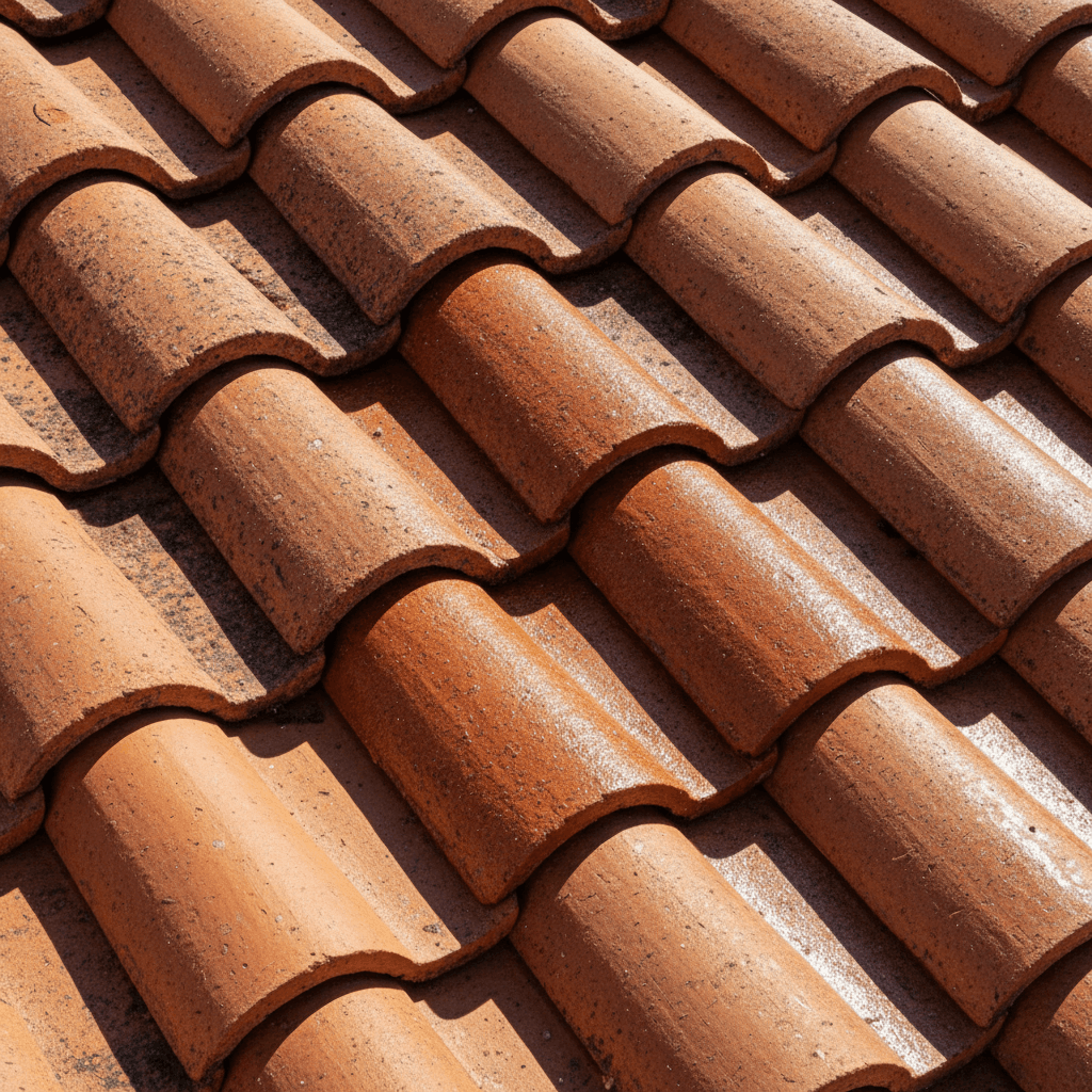 Detailed view of professional roof tile restoration