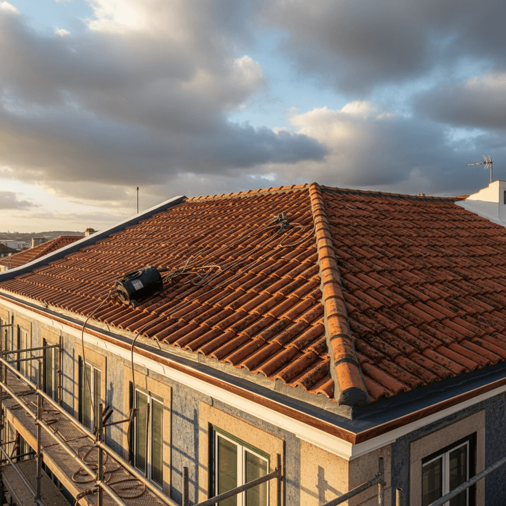 Restored residential roof in Lisbon