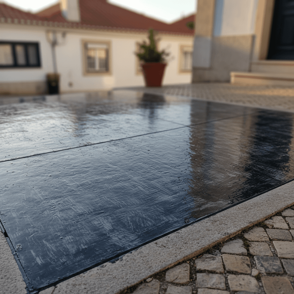 Freshly sealed driveway with professional finish
